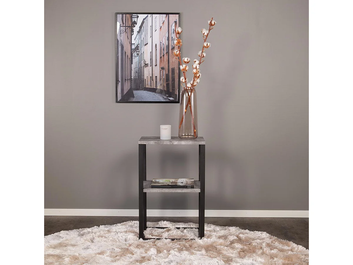 Table de Chevet Double "Rise" 70cm Gris & Noir