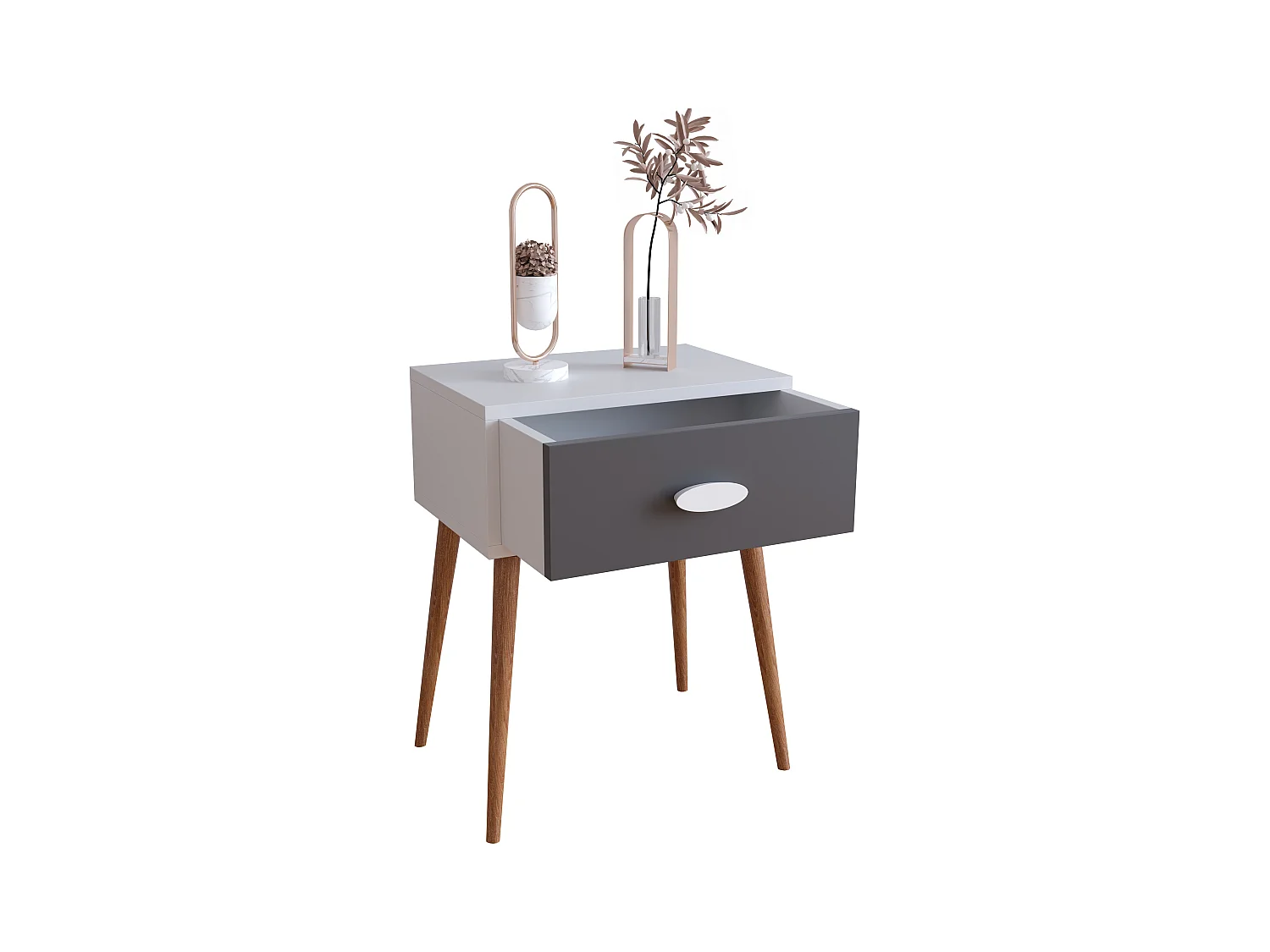 bedside table Slepal White / Anthracite H. 60 x W. 45 x D. 30 cm