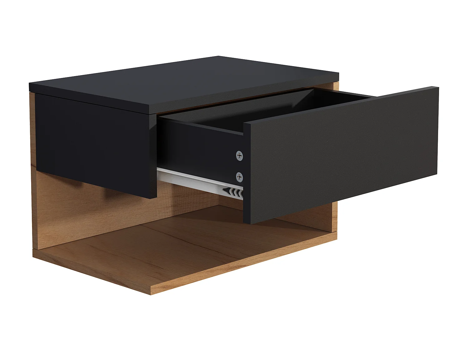 mesa de cabeceira Usal Preto/carvalho de mel A. 30 x L. 45 x P. 32 cm