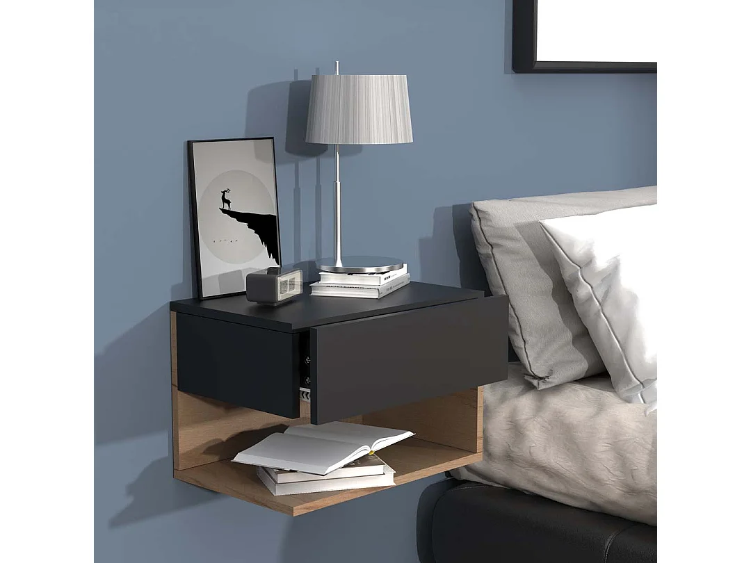 Comodino appeso a parete in legno Usal XL 45cm