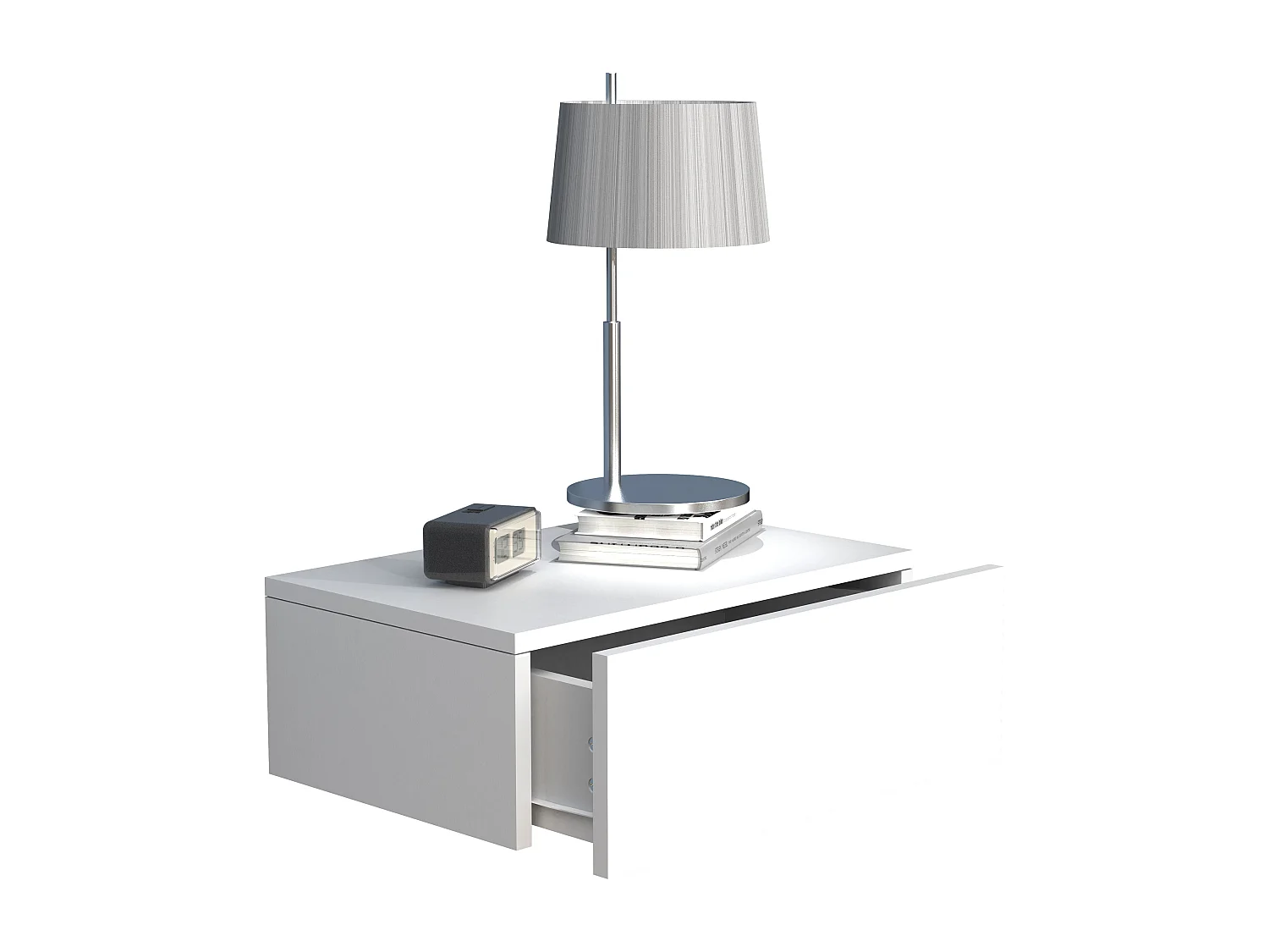 UsalM45 table de nuit accroché au mur 1 tiroir blanc.