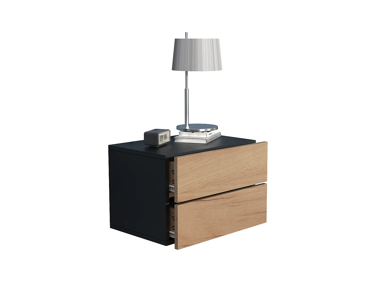 bedside table Usal Black / Honey oak H. 30 x W. 45 x D. 32 cm
