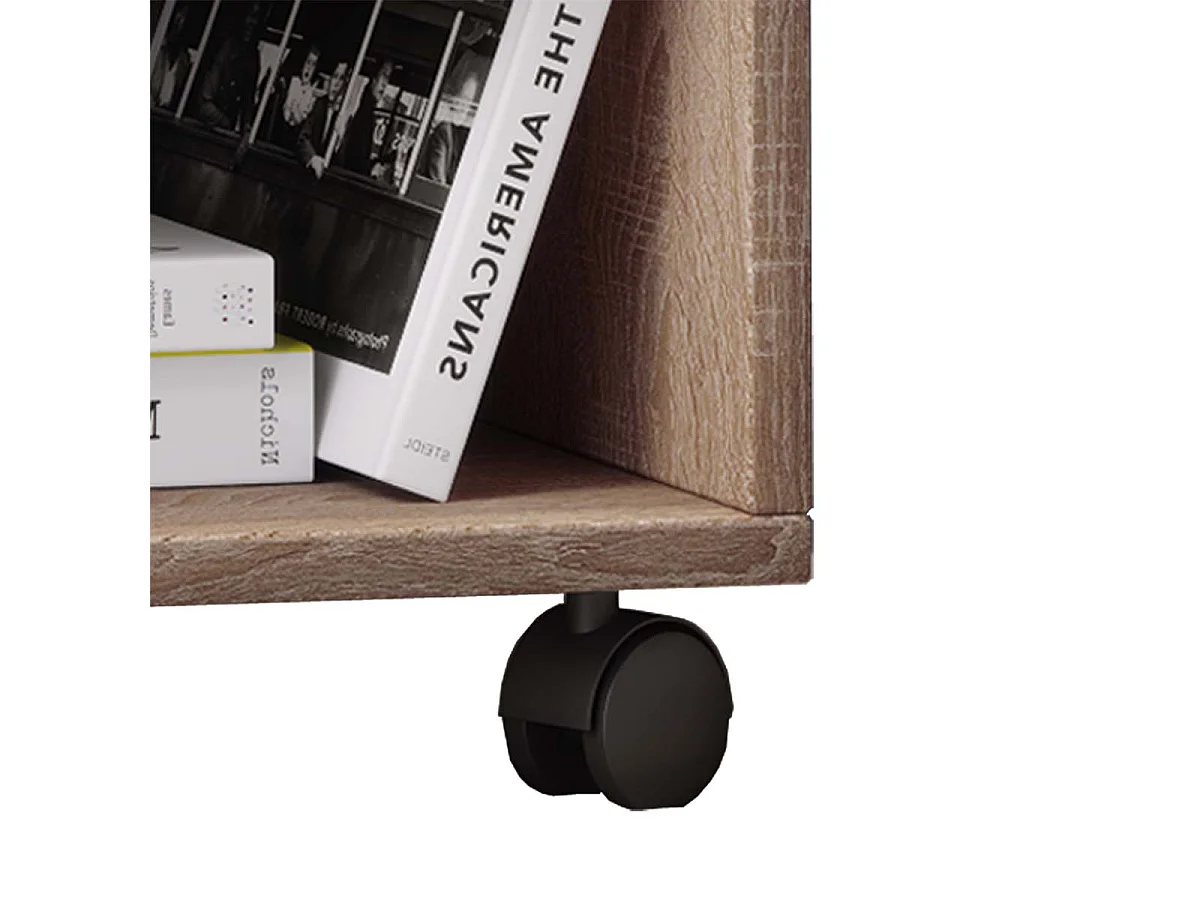 Houten nachtkastje Rolda ladewielen