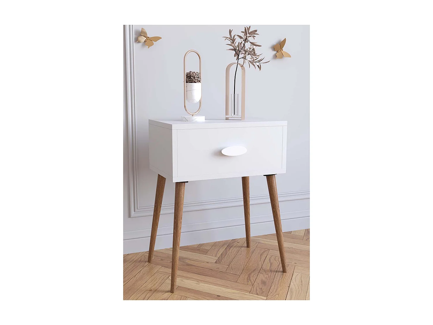 bedside table Slepal White H. 60 x W. 45 x D. 30 cm
