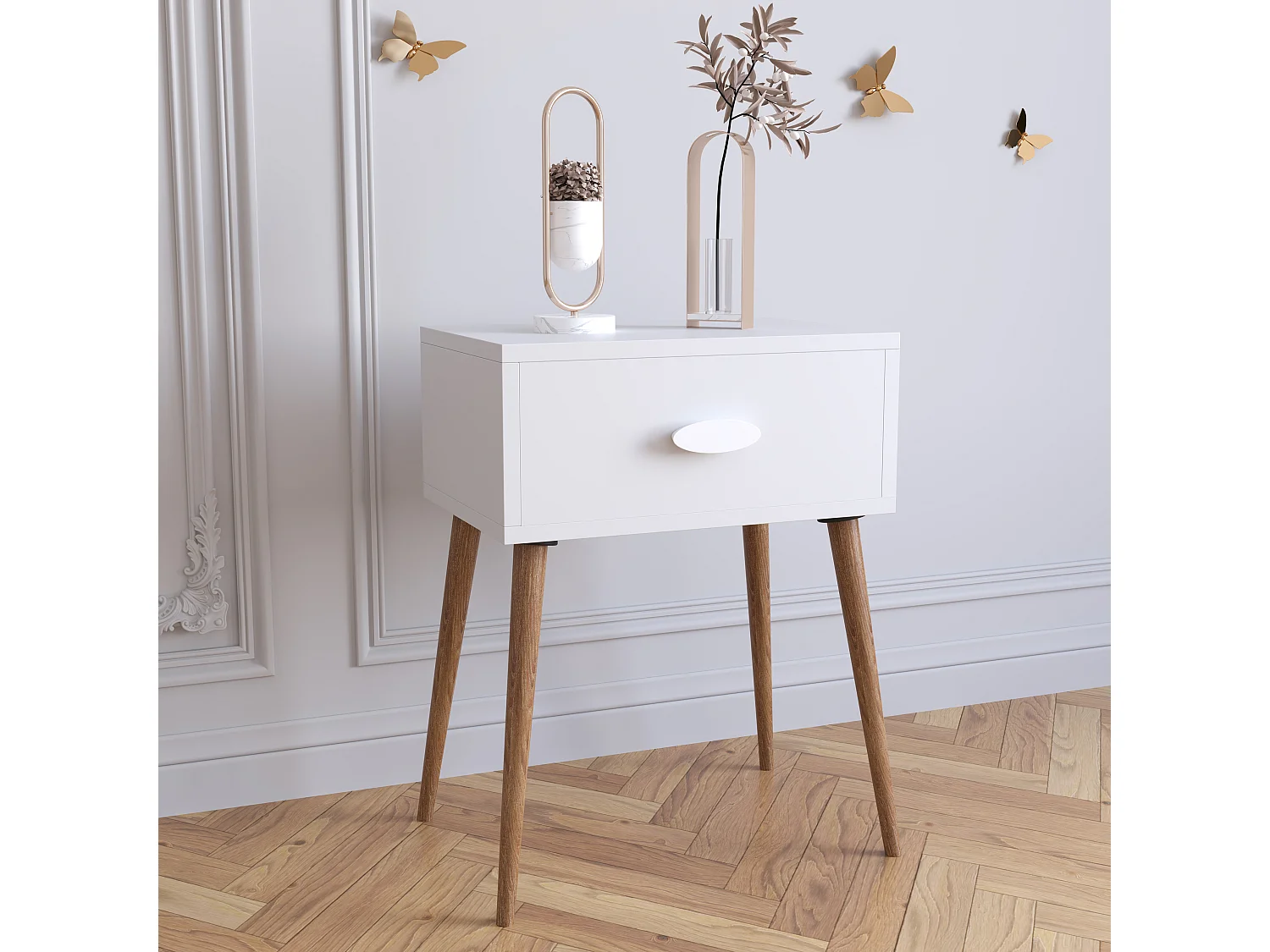 bedside table Slepal White H. 60 x W. 45 x D. 30 cm