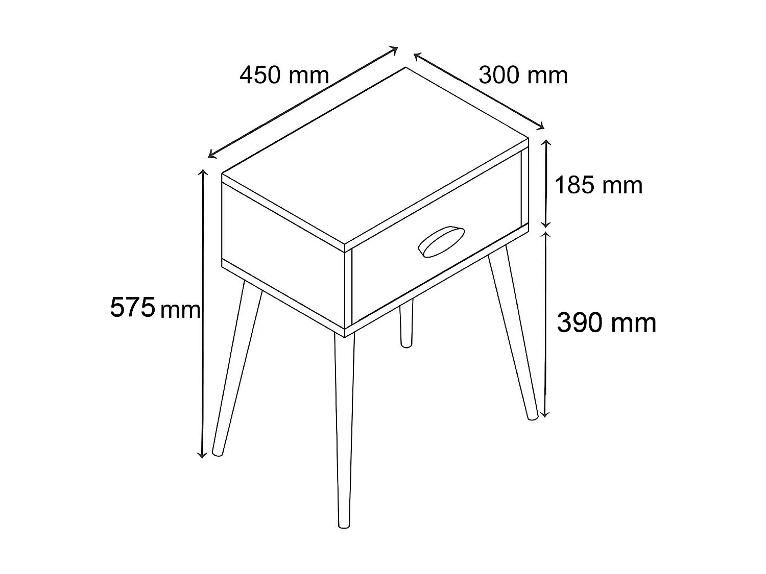 bedside table Slepal White H. 60 x W. 45 x D. 30 cm