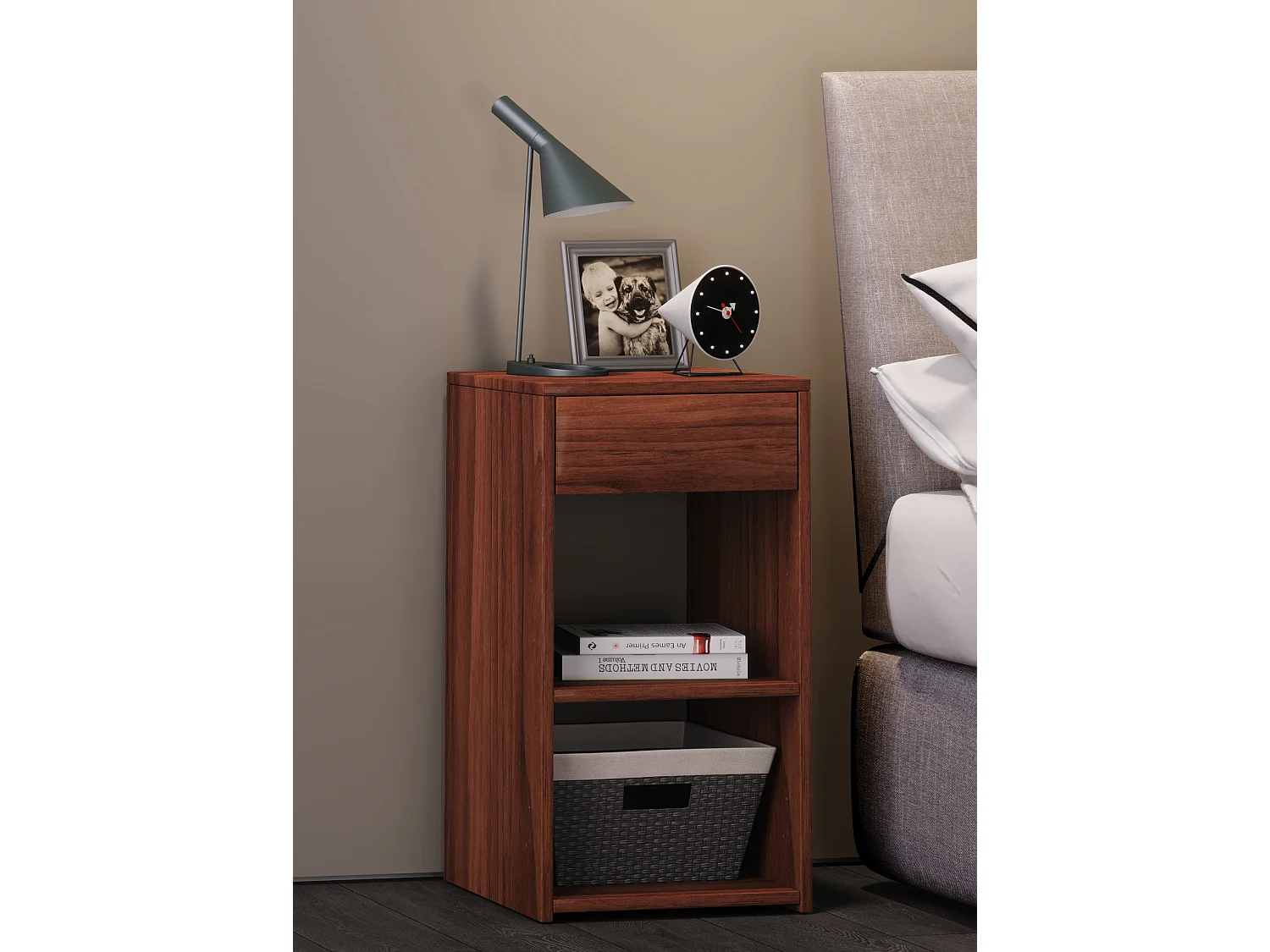 Drewniany stół nocny Sledo szuflada Maxi