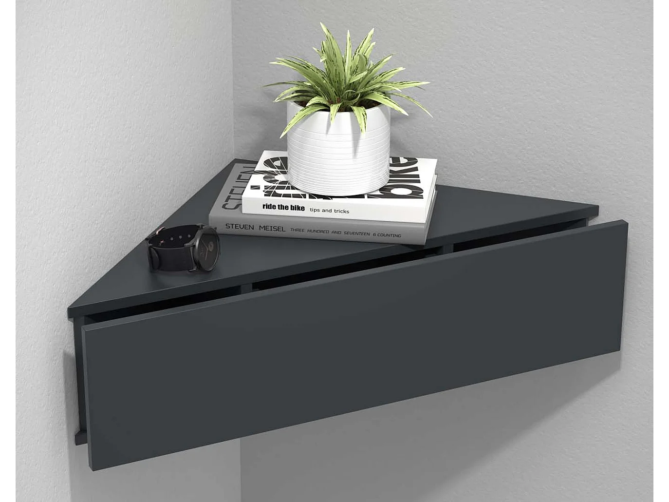bedside table Usal Anthracite H. 15 x W. 60 x D. 43 cm