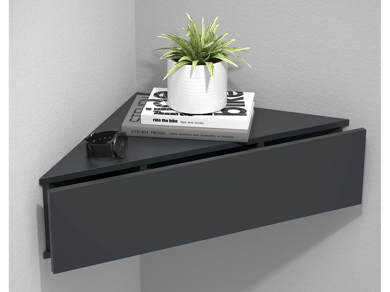 bedside table Usal Anthracite H. 15 x W. 60 x D. 43 cm
