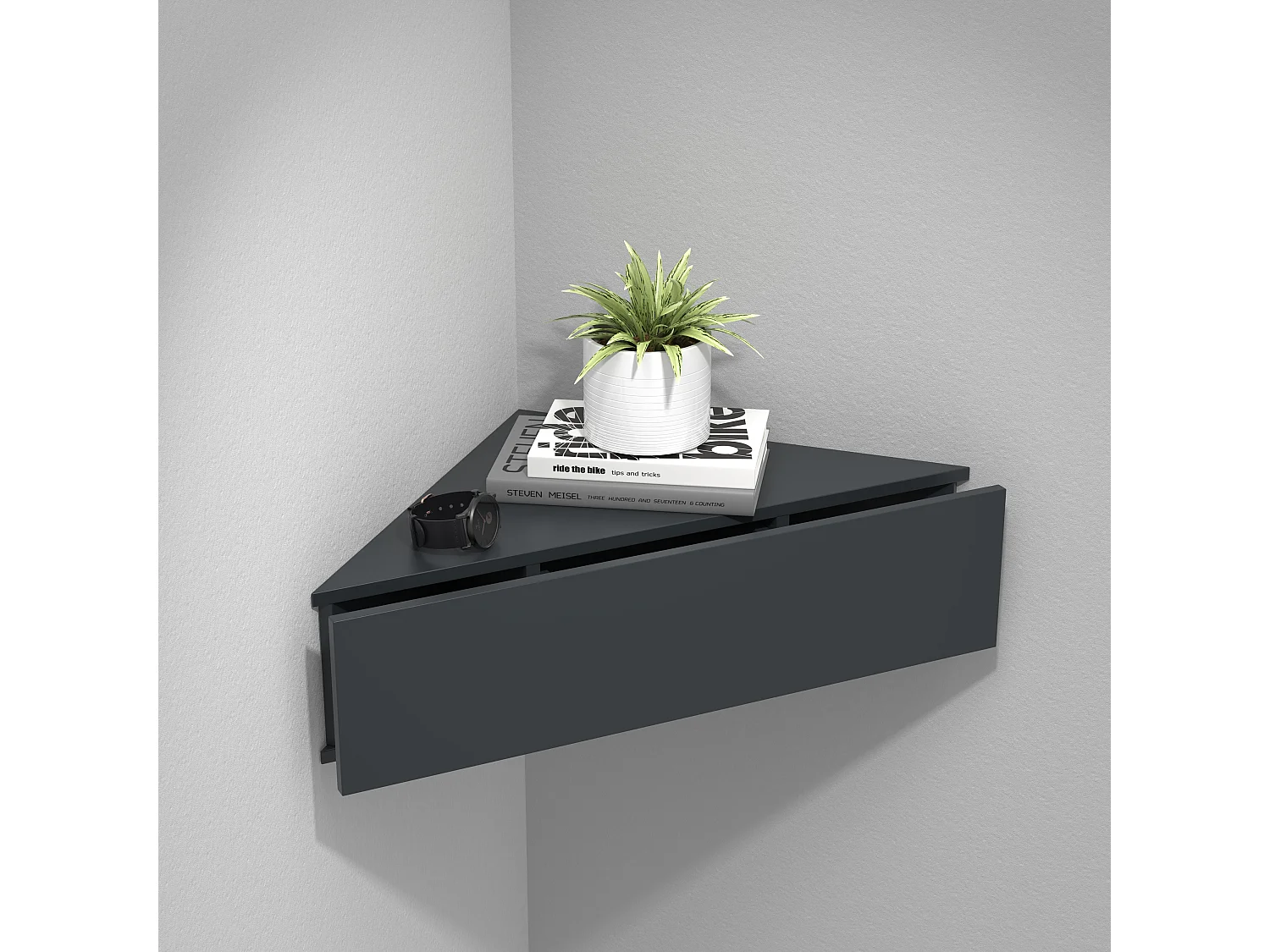 bedside table Usal Anthracite H. 15 x W. 60 x D. 43 cm