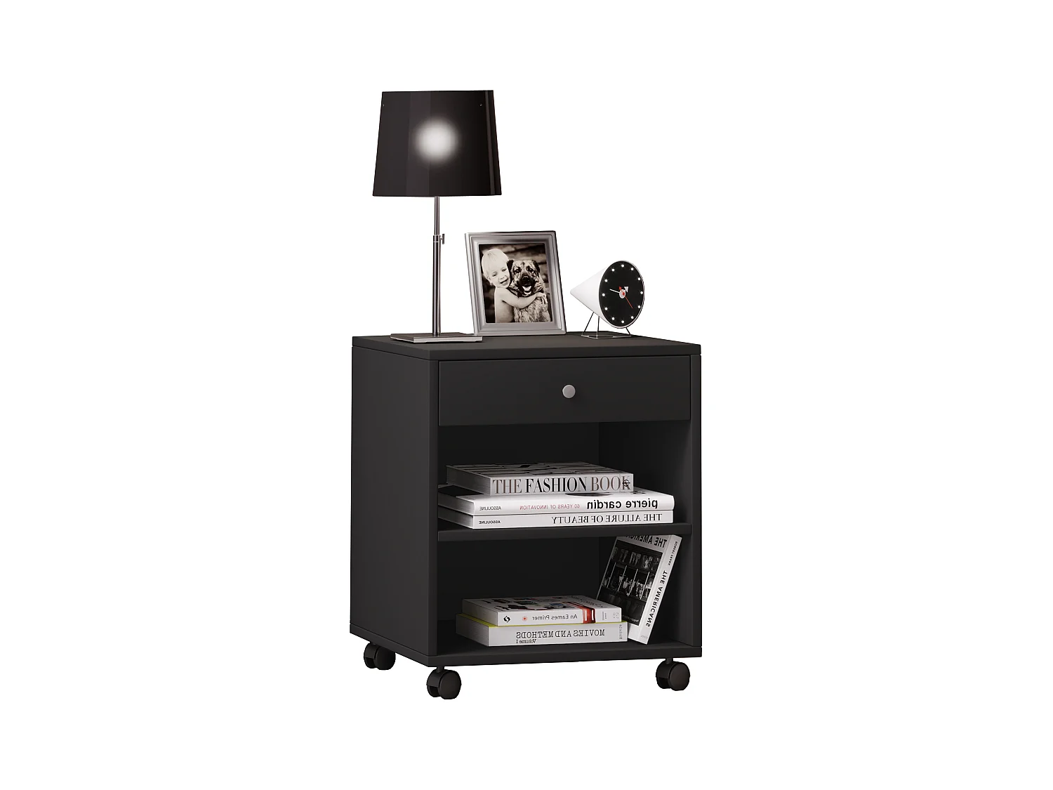 bedside table Rolda Black H 54 x W 45 x D 38 cm
