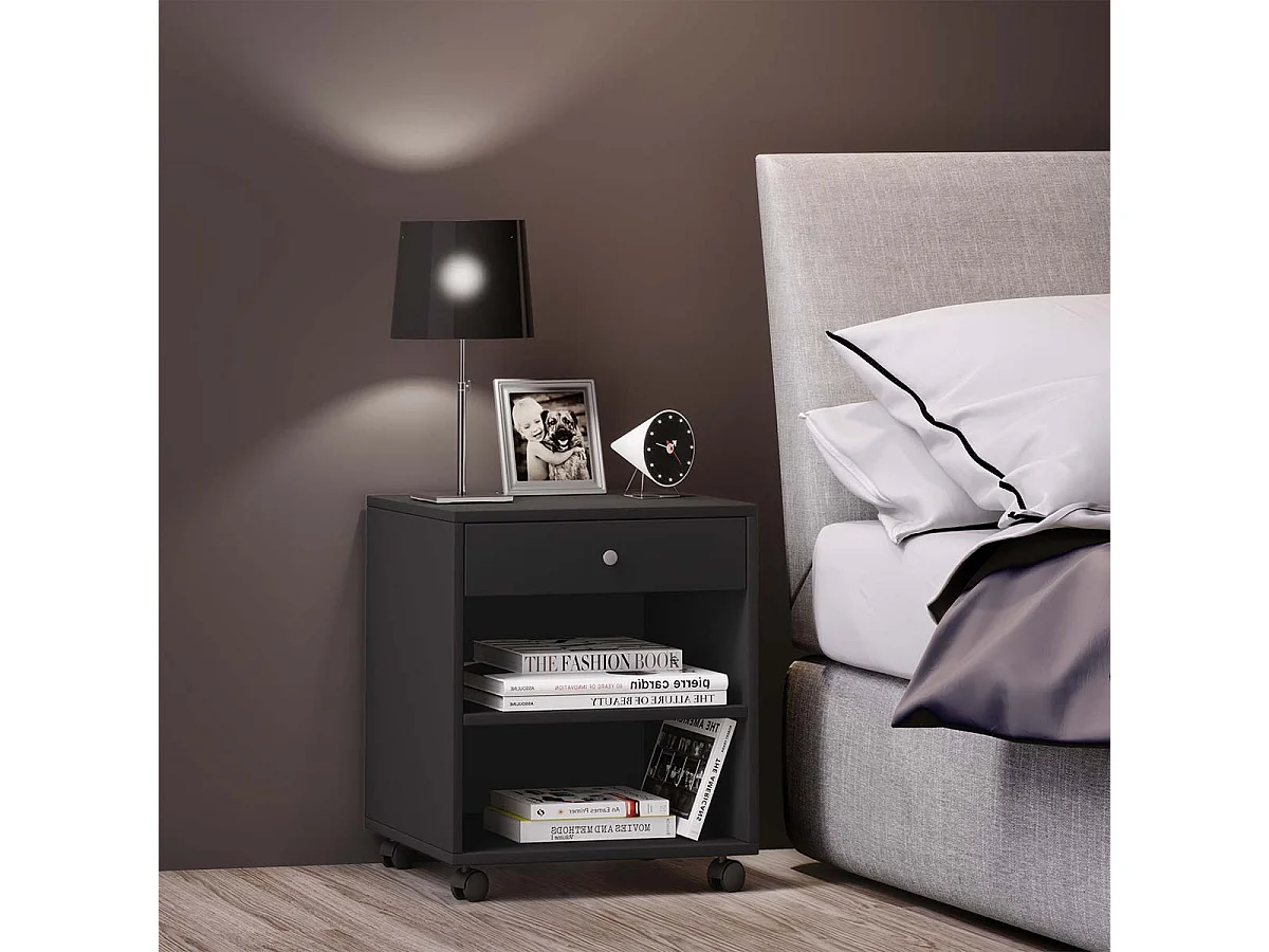 bedside table Rolda Black H 54 x W 45 x D 38 cm