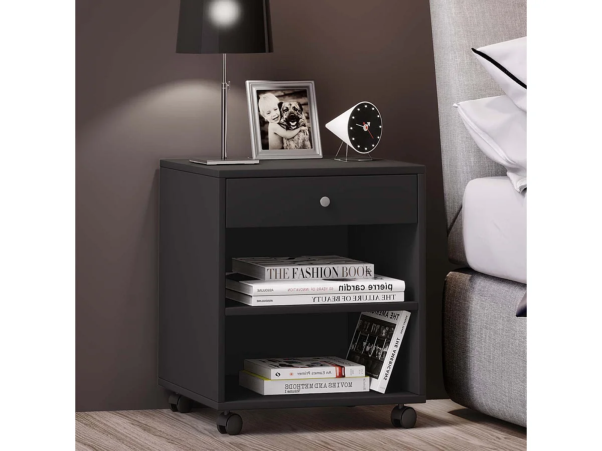 bedside table Rolda Black H 54 x W 45 x D 38 cm