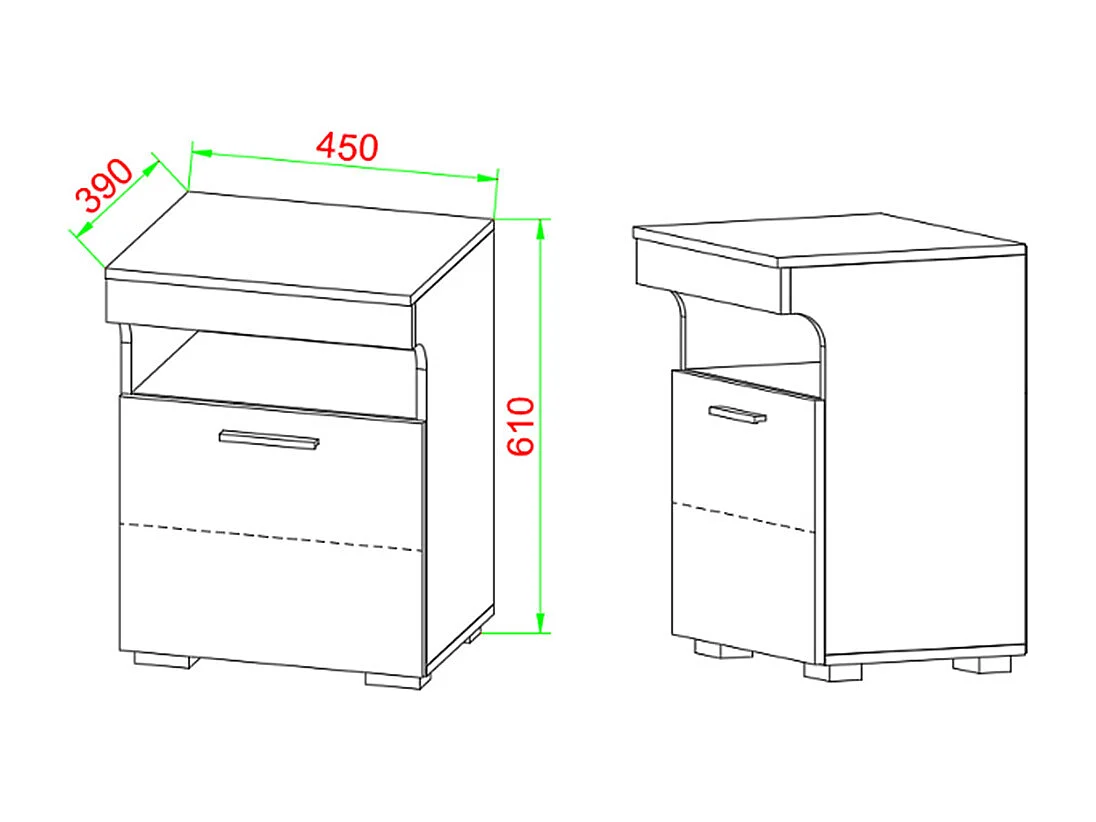 bedside table Slepal Honey oak / White H. 61 x W. 45 x D. 39 cm