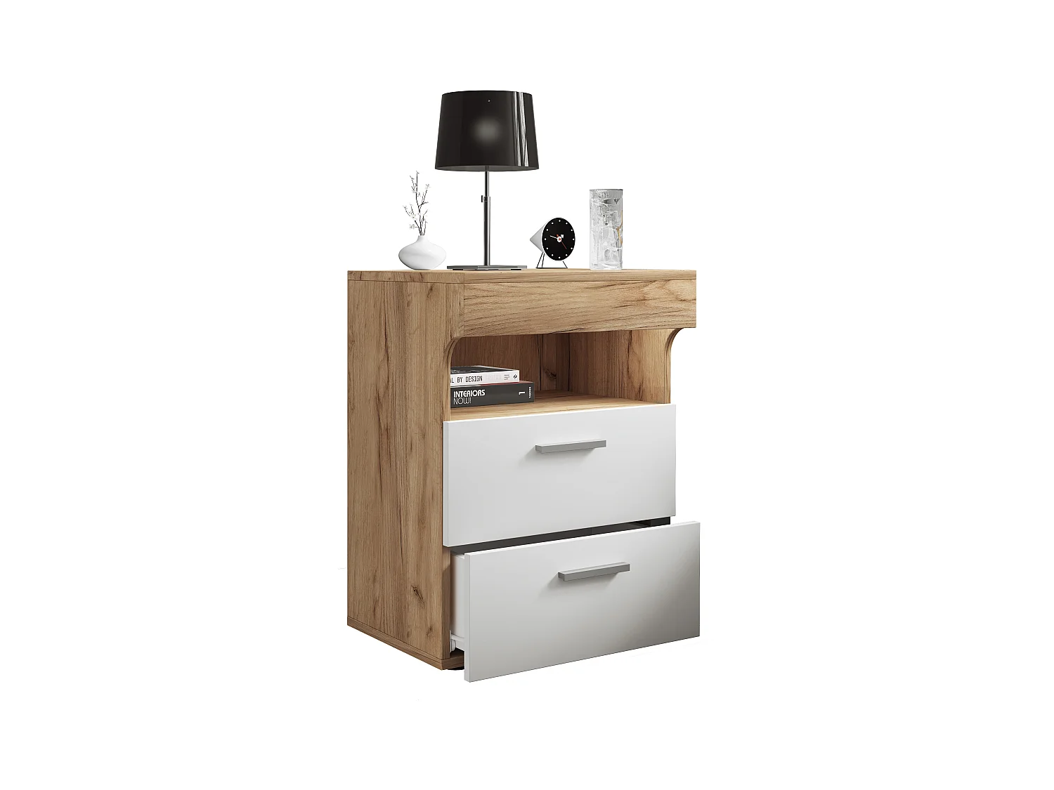 bedside table Slepal Honey oak / White H. 61 x W. 45 x D. 39 cm