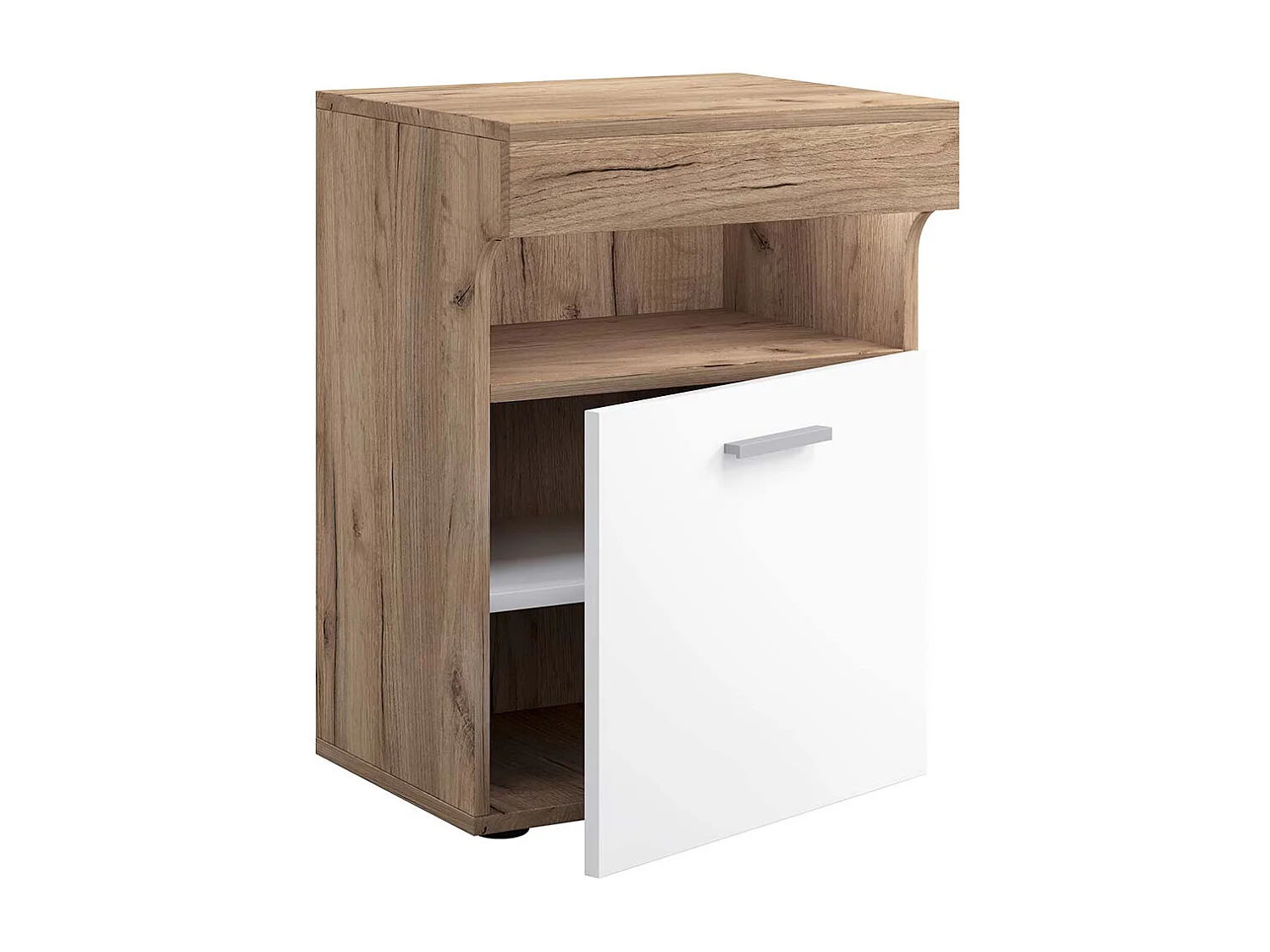 SlepalM table de nuit 1 porte 1 tablette chêne décor, blanc.