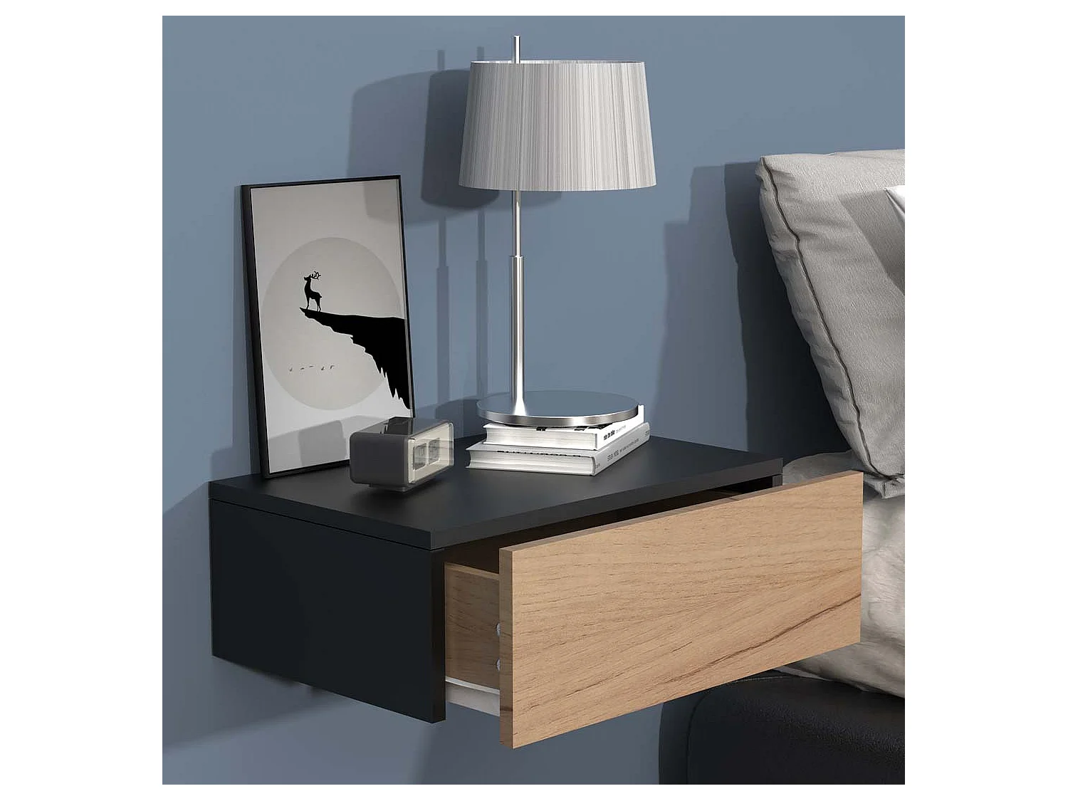 Drewniana ściana wisząca stolik nocny Usal M 45 cm