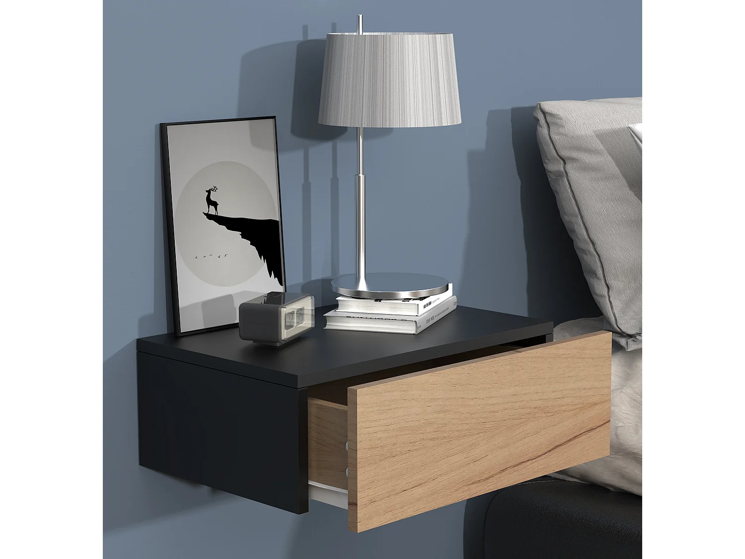 Table de nuit Usal H. 15 x L. 45 x P. 30 cm Noir / Jardin