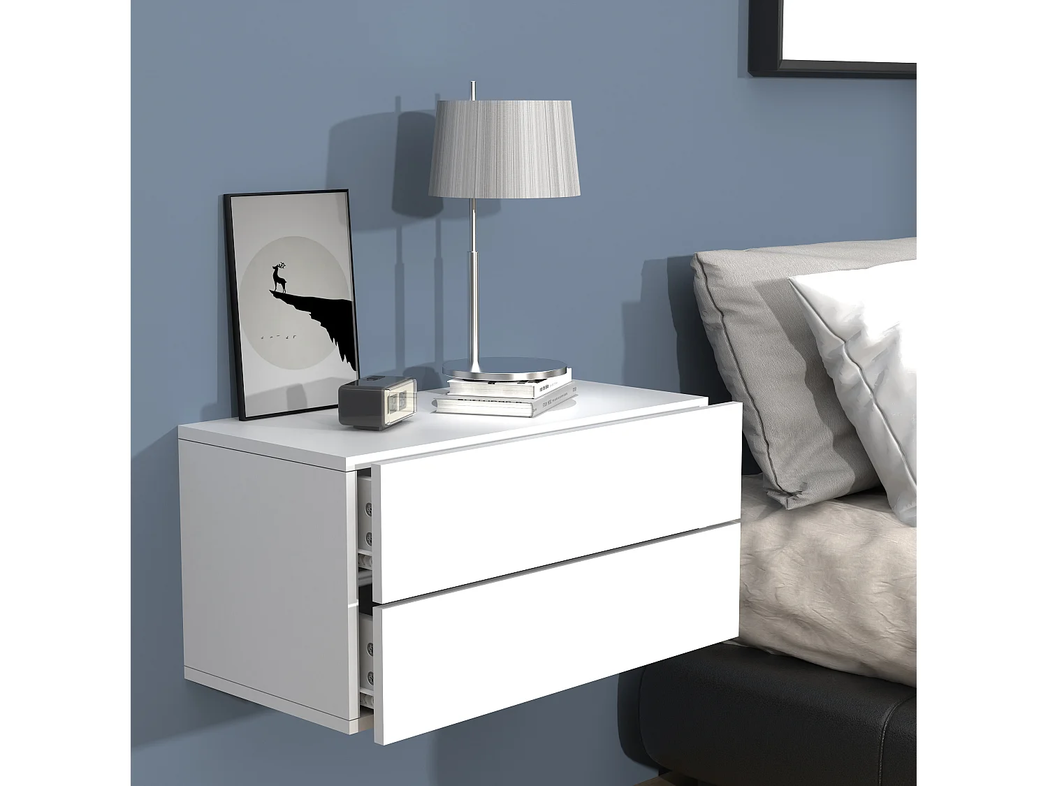 Houten muur hangende nachtkastje Usal L 60 cm