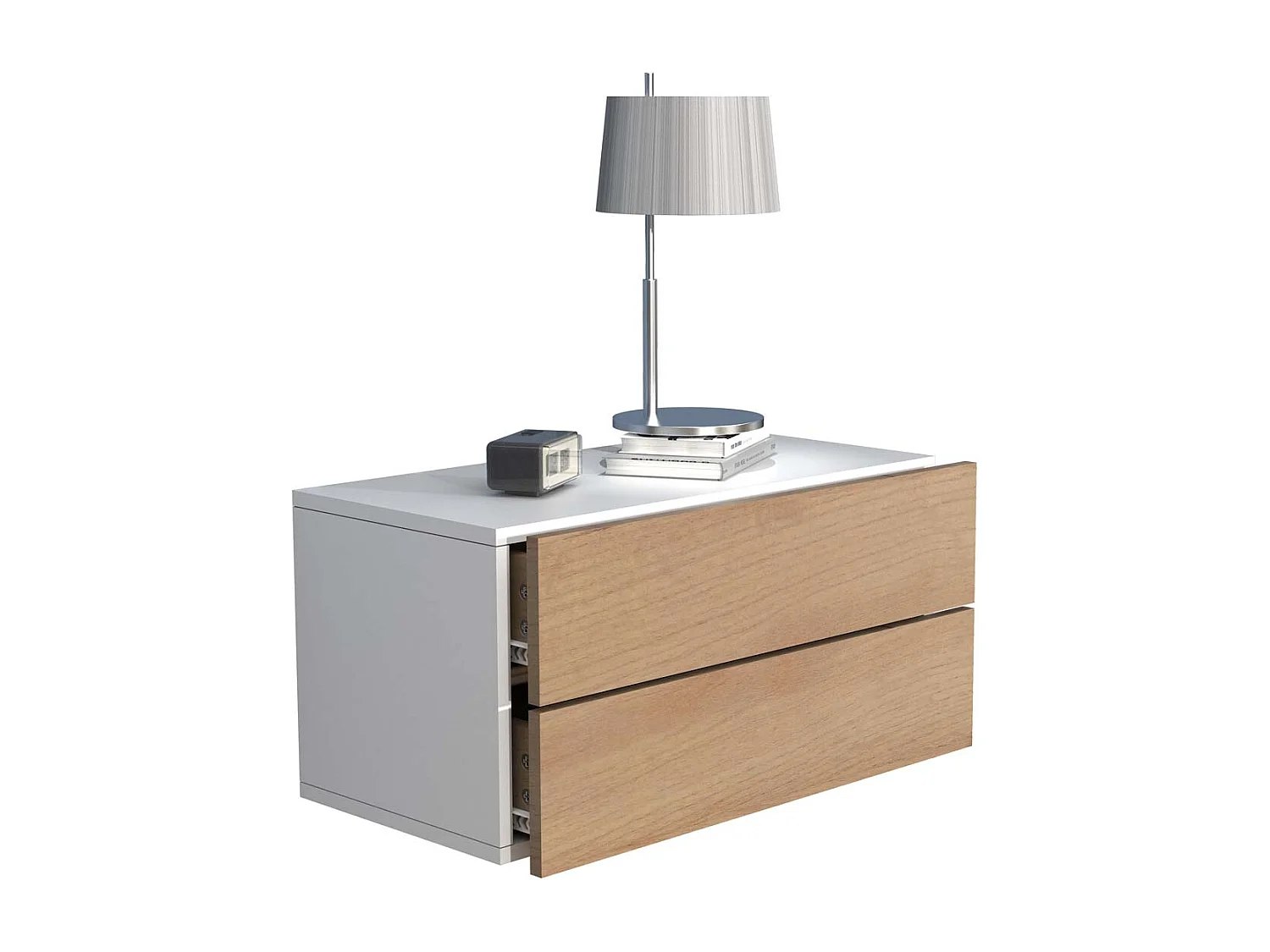 VCM Night Cabinet | Gaveta de parede | Placa de parede | Mesa de cabeceira | Dimensões aprox. A. 30 x L. 60 x P. 32 cm - Usal L 60 cm (Branco / Carvalho Mel)