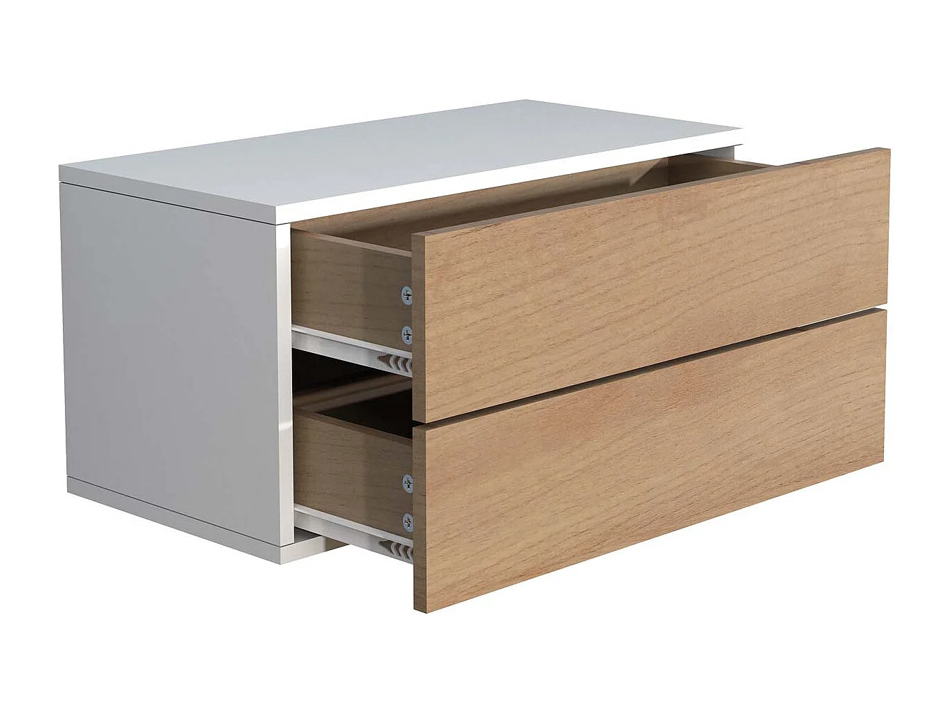 VCM Night Cabinet | Gaveta de parede | Placa de parede | Mesa de cabeceira | Dimensões aprox. A. 30 x L. 60 x P. 32 cm - Usal L 60 cm (Branco / Carvalho Mel)