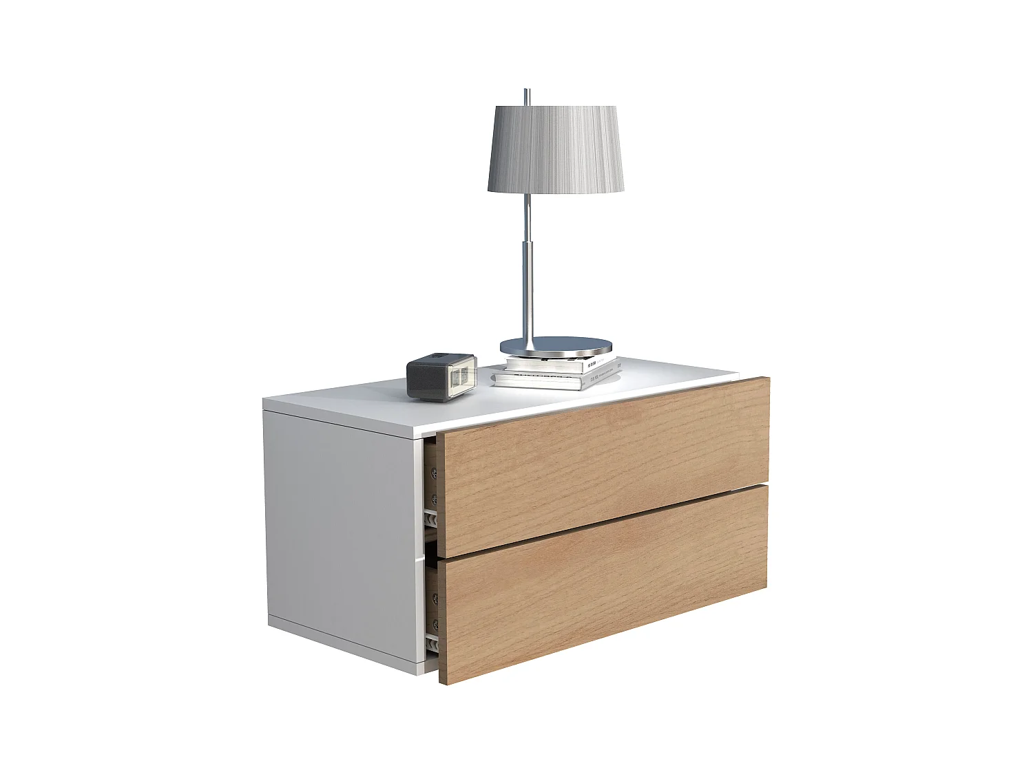 bedside table Usal White / Honey oak H. 30 x W. 60 x D. 32 cm