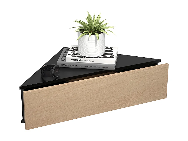 bedside table Usal Black / Honey oak H. 15 x W. 60 x D. 43 cm