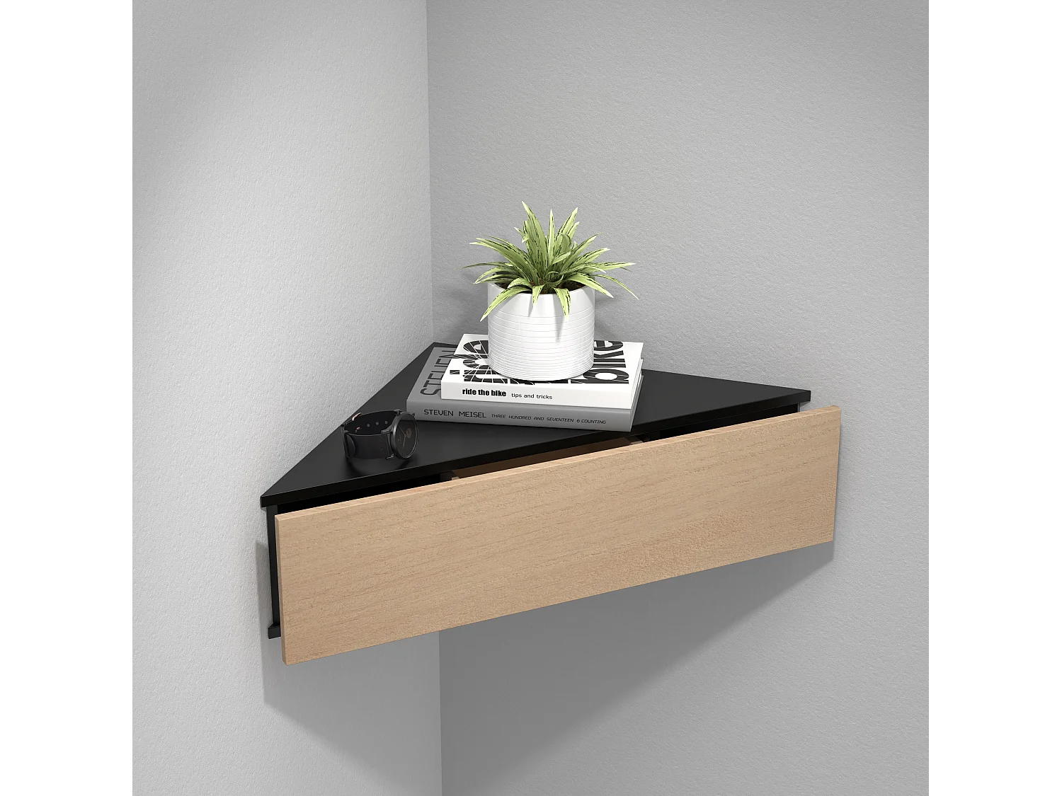 Narożna półka ścienna szuflada nocny stół UsalS