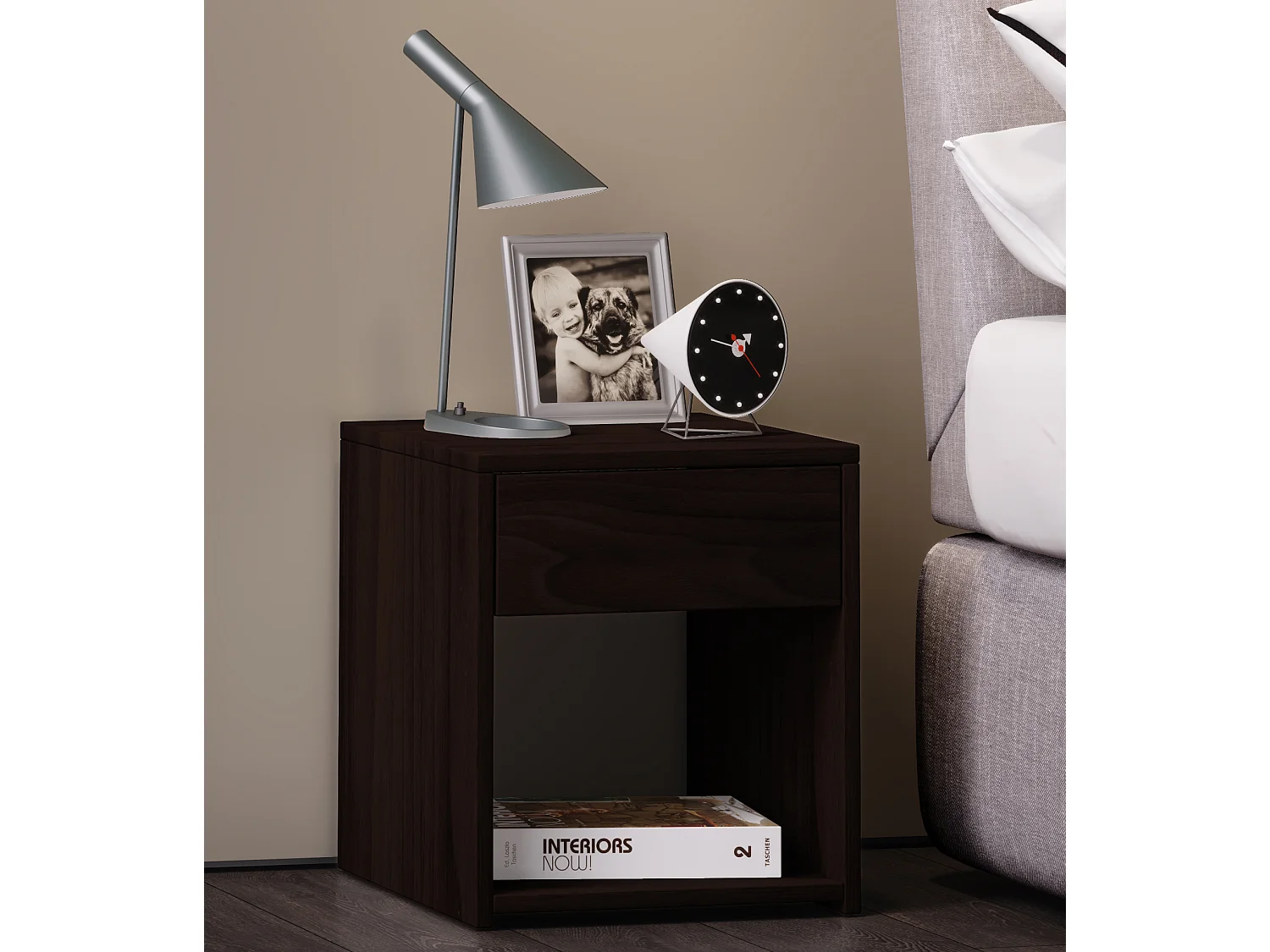 Drewniany stolik nocny szuflada Sledo Mini