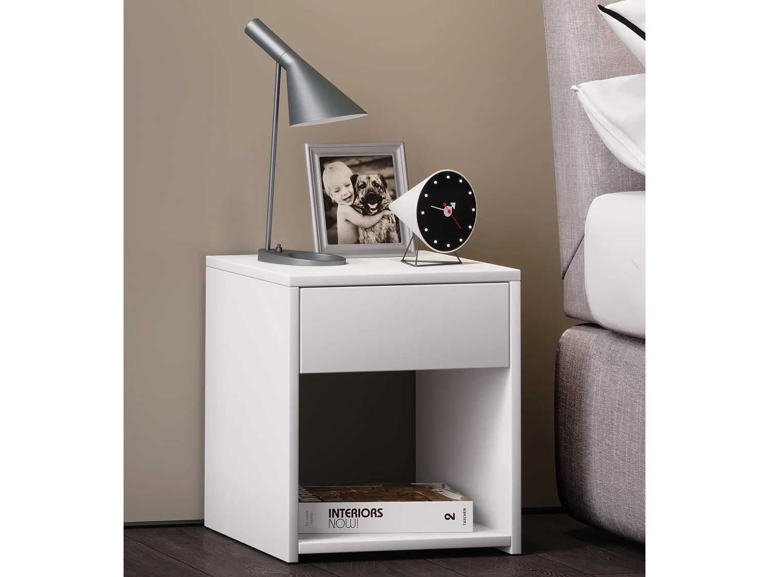 bedside table Sledo White H. 40 x W. 35 x D. 35 cm