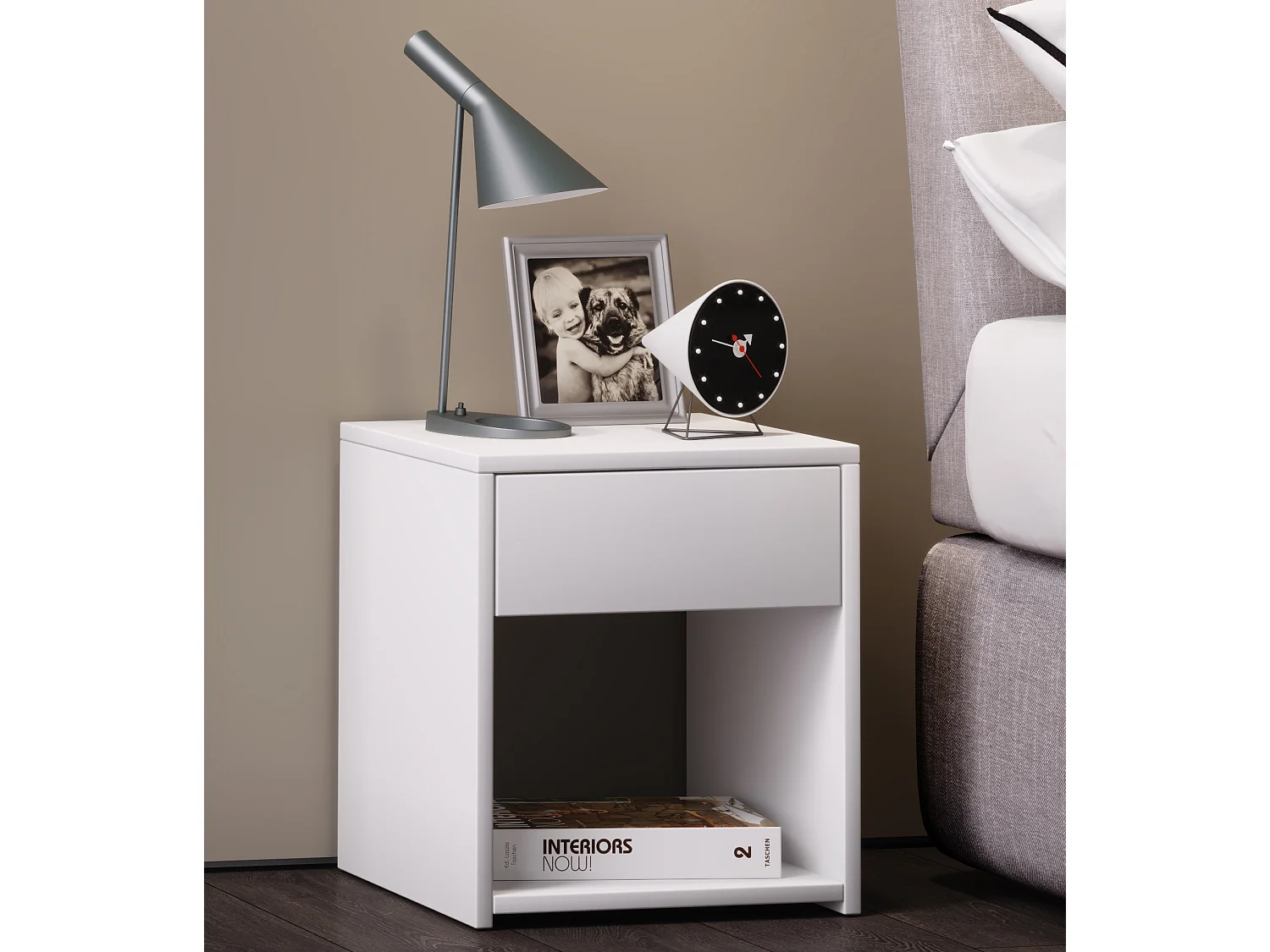 bedside table Sledo White H. 40 x W. 35 x D. 35 cm
