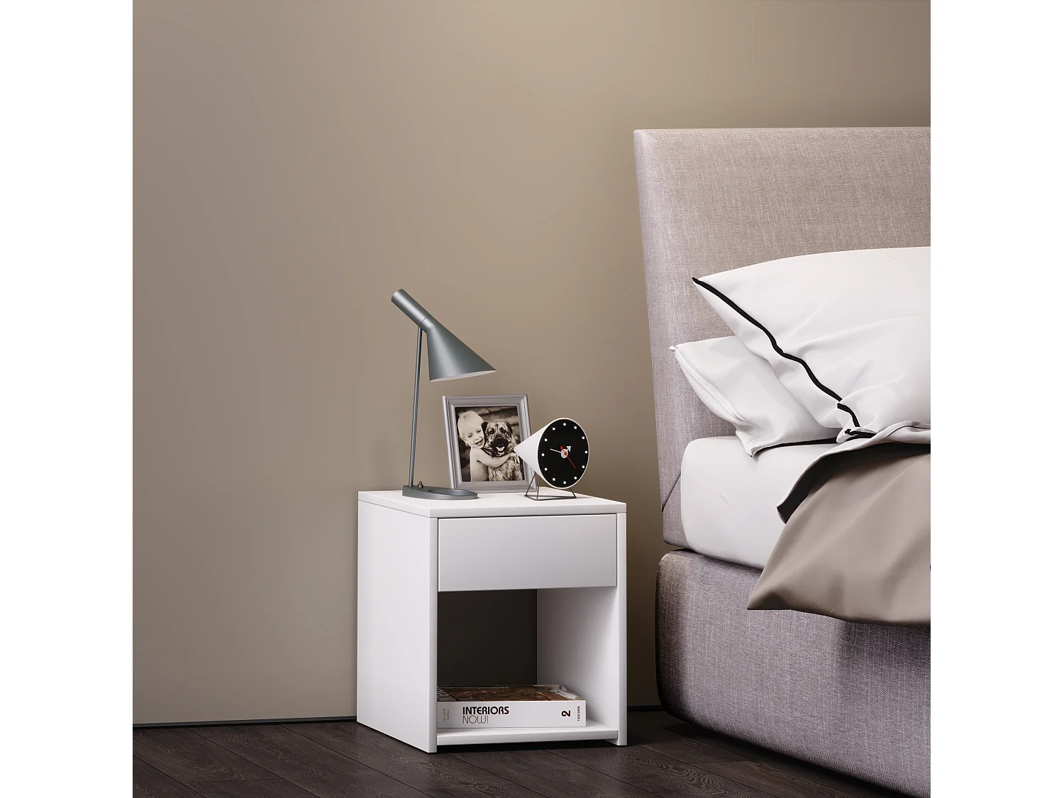 bedside table Sledo White H. 40 x W. 35 x D. 35 cm