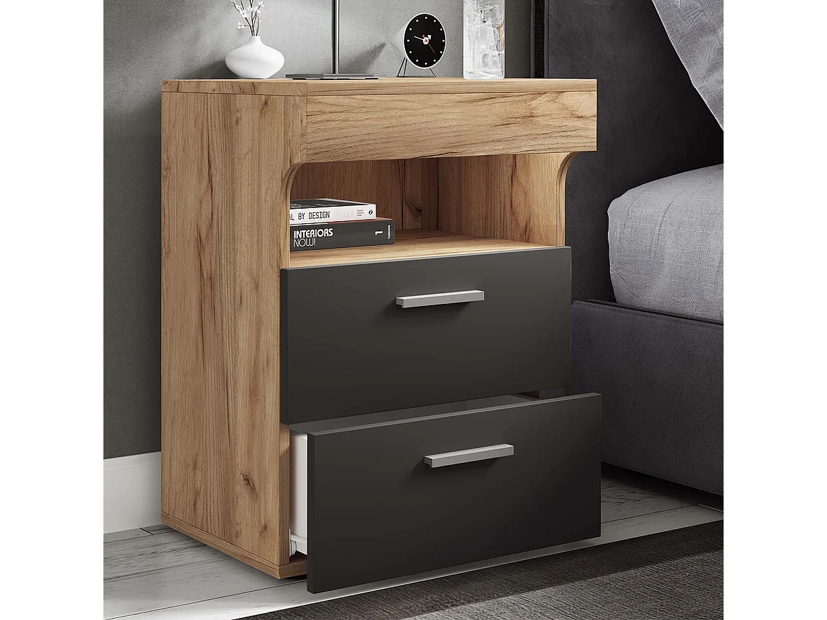 Holz Nachttisch Nachtschrank Schublade Slepal M