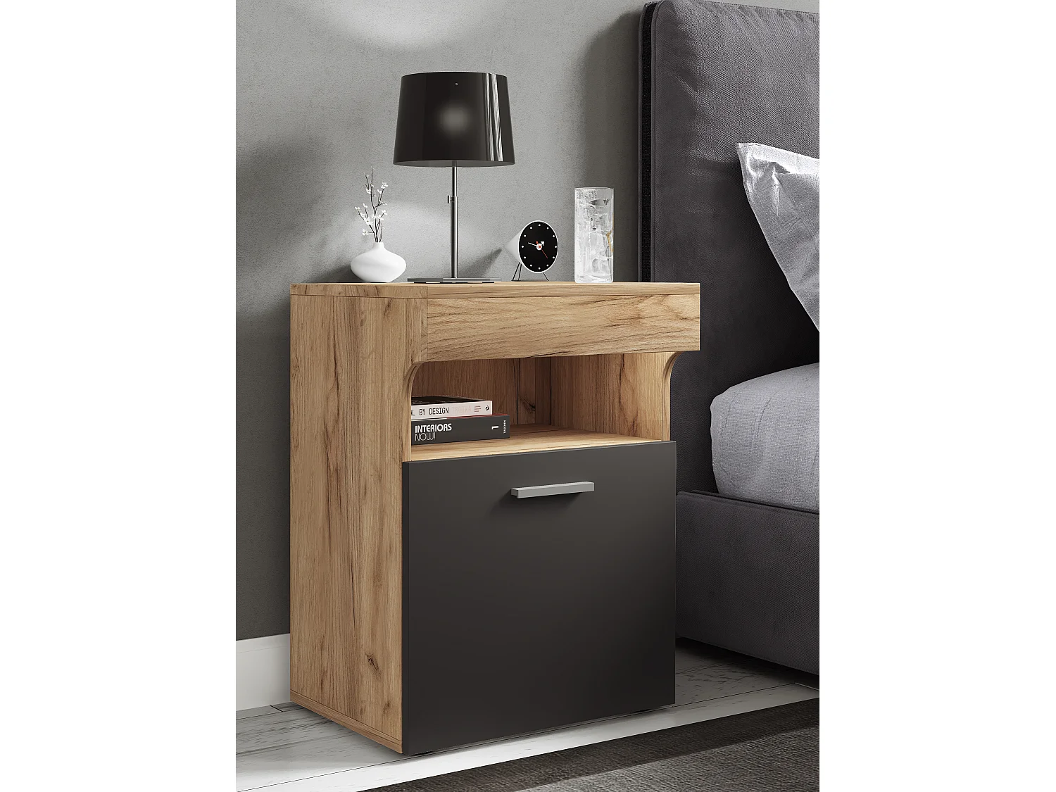 Holz Nachttisch Nachtschrank Schublade Slepal M