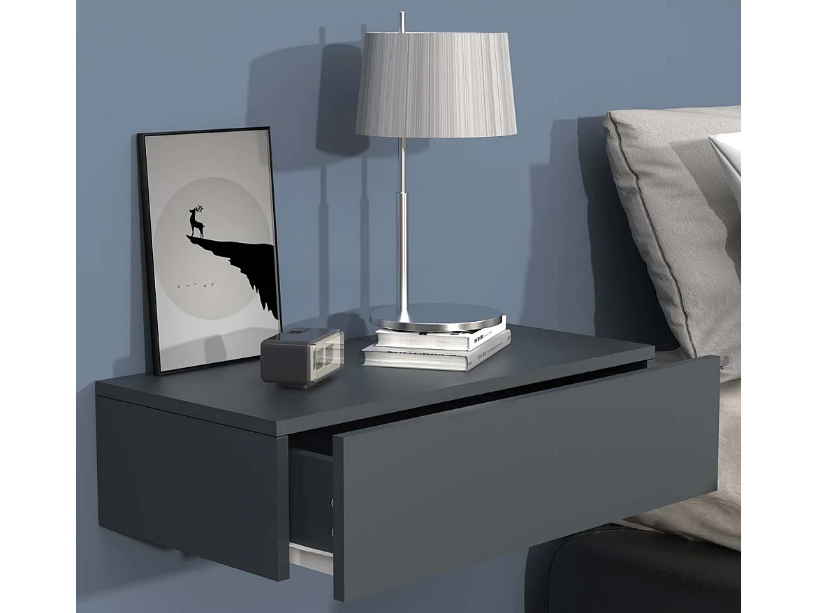 bedside table Usal Anthracite H. 15 x W. 60 x D. 30 cm