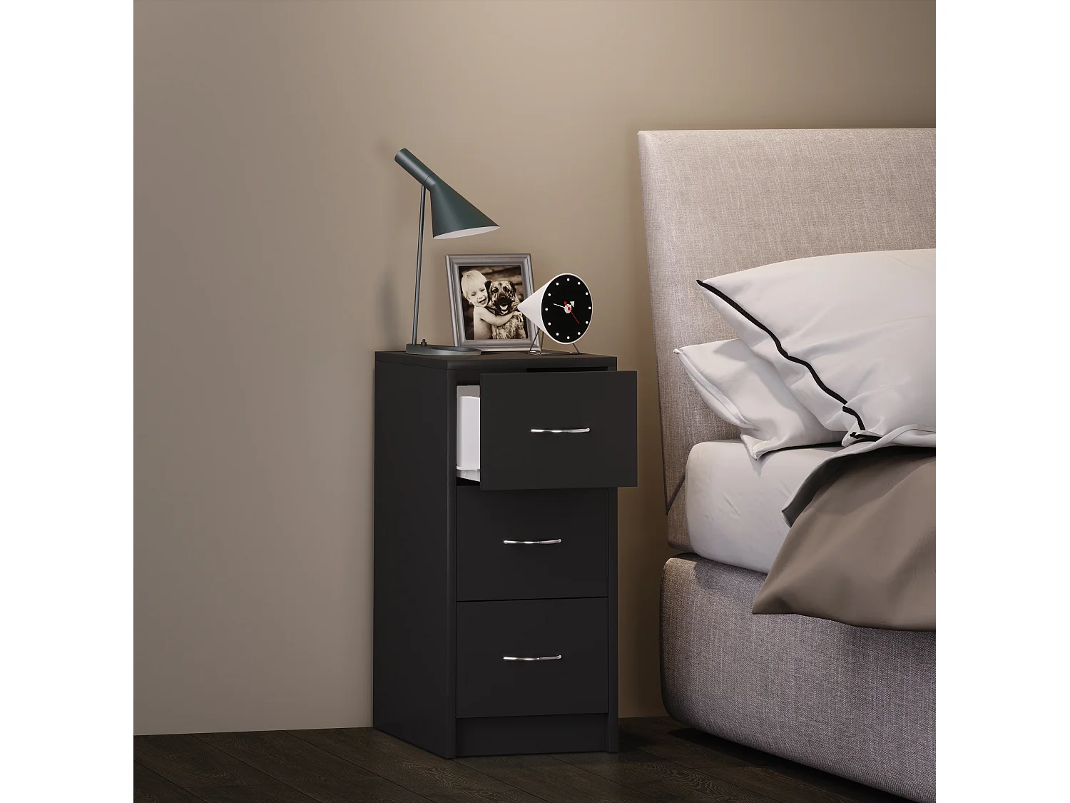 bedside table Boxal Black H. 65 x W. 33 x D. 35 cm