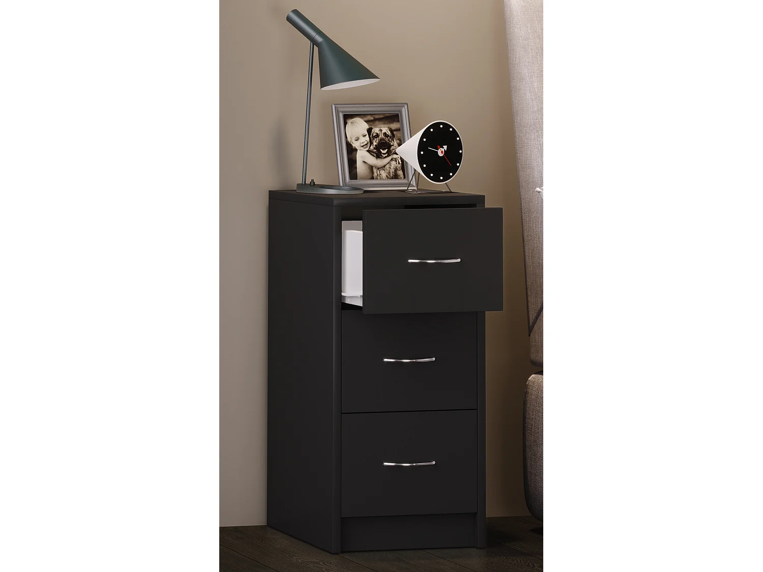 bedside table Boxal Black H. 65 x W. 33 x D. 35 cm