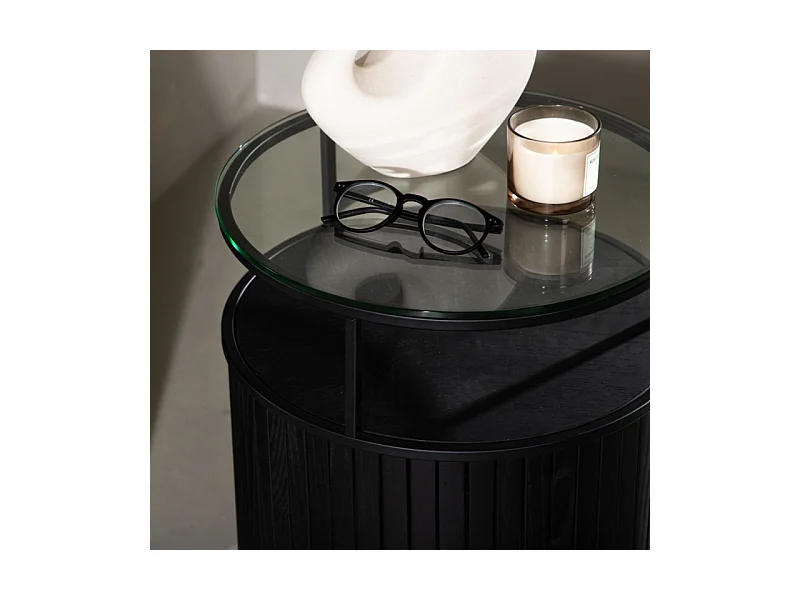Bovall bijzettafel Ø37cm zwart, glas.
