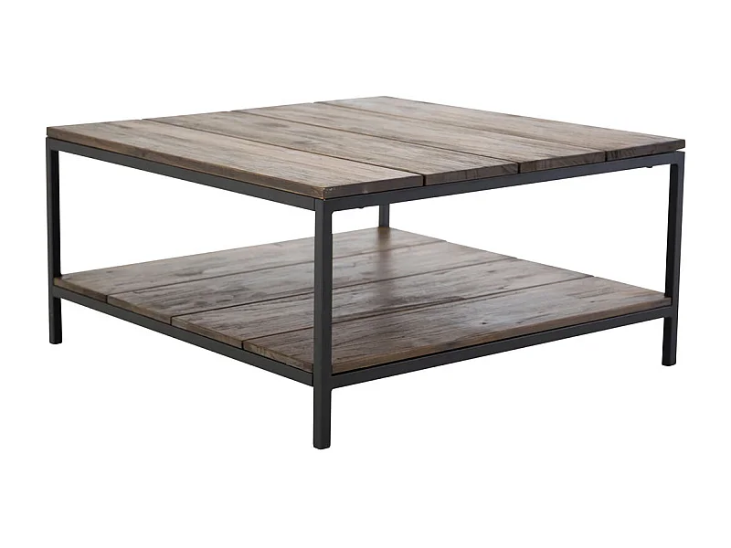 Padang Couchtisch mit Ablage 80x80 cm Teak dekor.