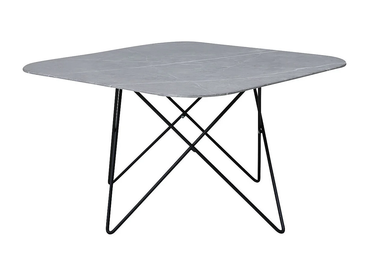 Tristar Couchtisch 80x80 cm Glas grau Marmor dekor.