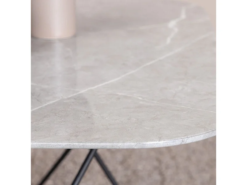 Tristar Couchtisch 80x80 cm Glas grau Marmor dekor.