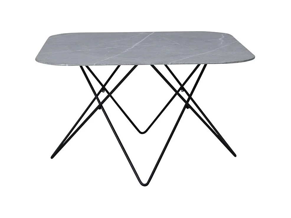 Table Basse en Verre Marbré "Tristar" 80cm Gris