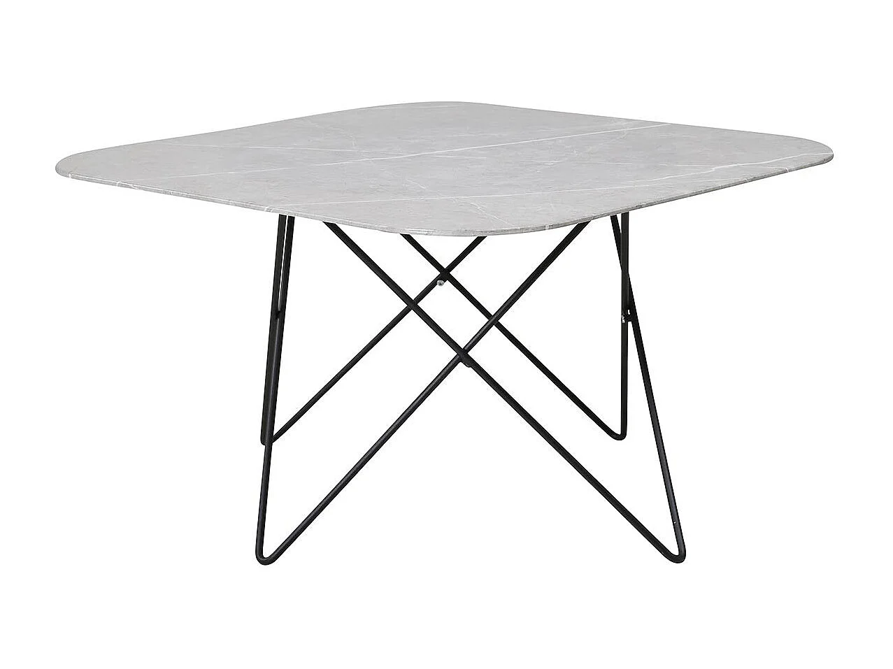 Table Basse en Verre Marbré "Tristar" 80cm Gris