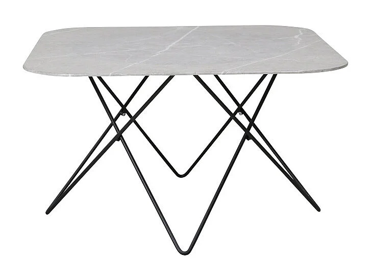Table Basse en Verre Marbré "Tristar" 80cm Gris