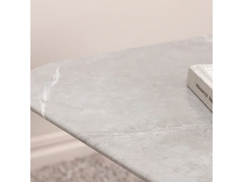 Table Basse en Verre Marbré "Tristar" 80cm Gris