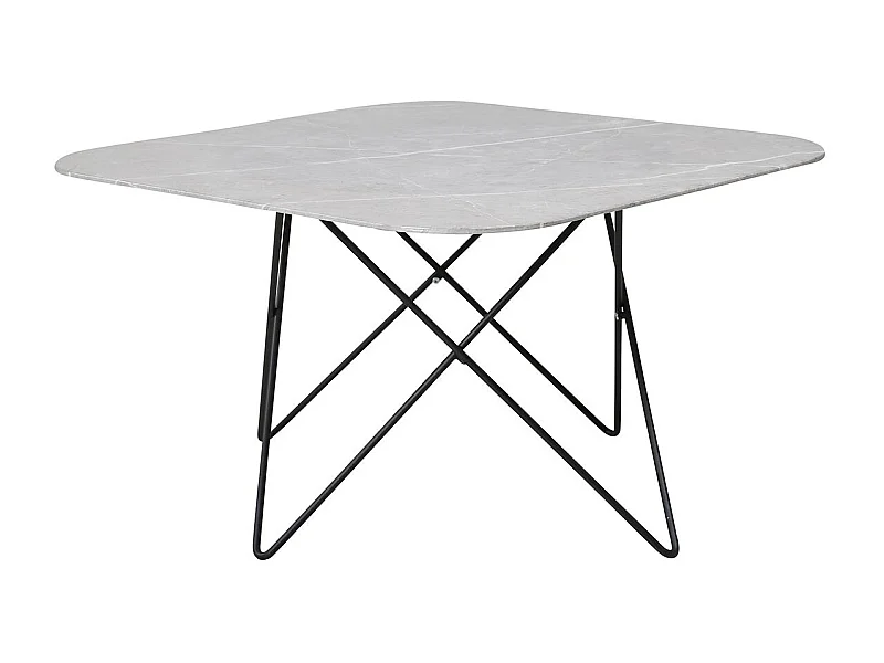 Table Basse en Verre Marbré "Tristar" 80cm Gris