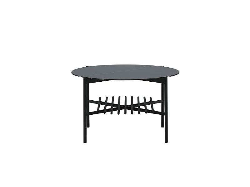 Table Basse en Verre "Von Staf" 80cm Noir Marbre