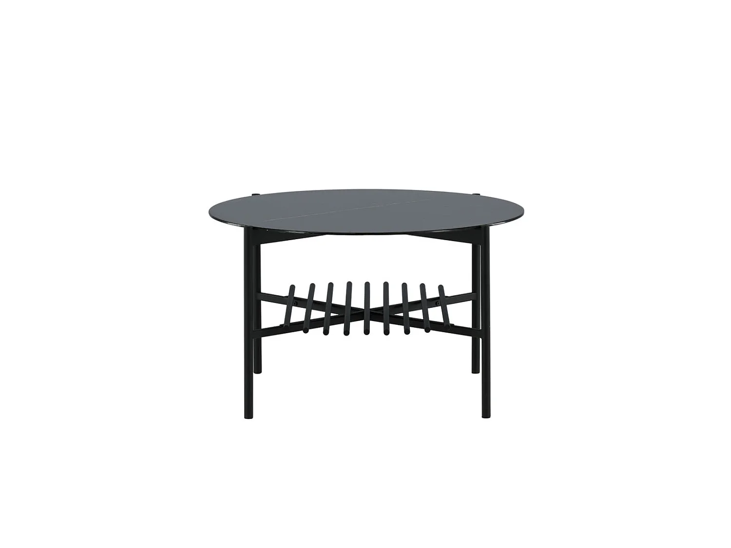 Table Basse en Verre "Von Staf" 80cm Noir Marbre