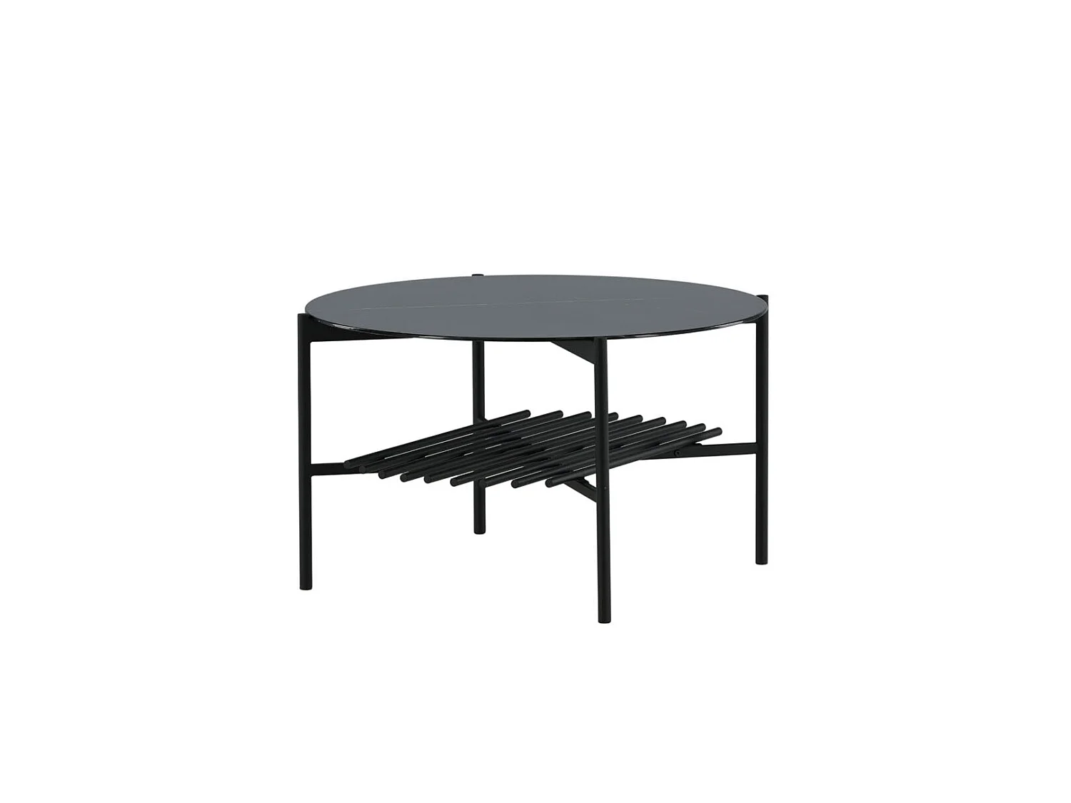 Table Basse en Verre "Von Staf" 80cm Noir Marbre