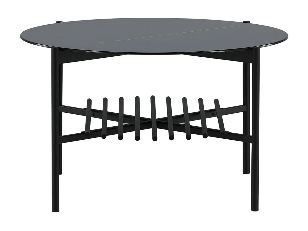 Table Basse en Verre "Von Staf" 80cm Noir Marbre